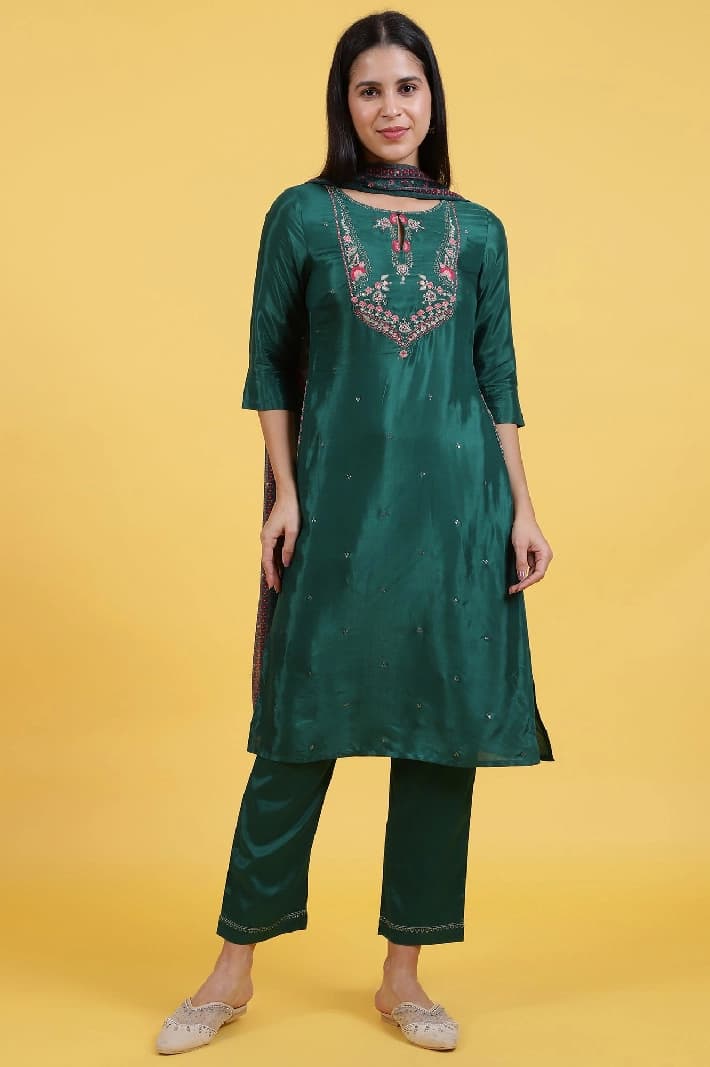 Women's Green Festive Kurta Set