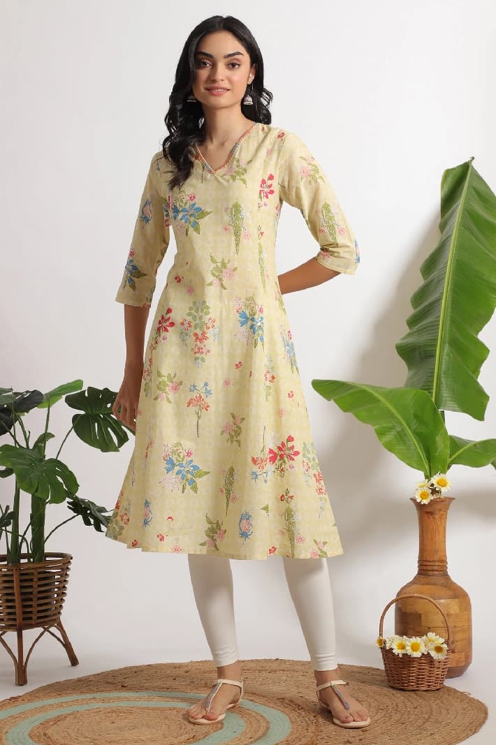 Women's Yellow Casual Kurta Set