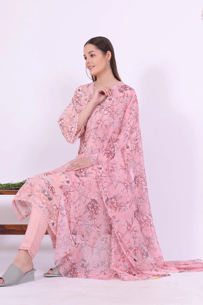 Women's Pink Casual Kurta Set