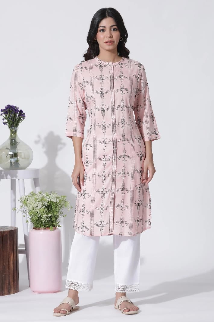 Women's Pink Casual Kurta Set