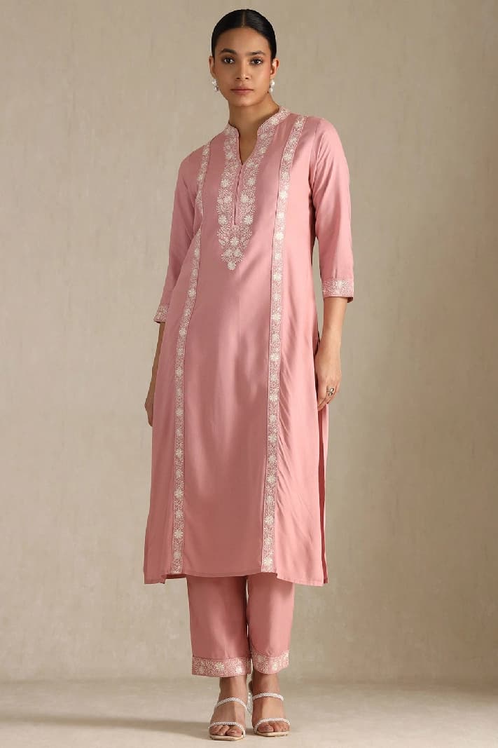 Women's Pink Festive Kurta Set