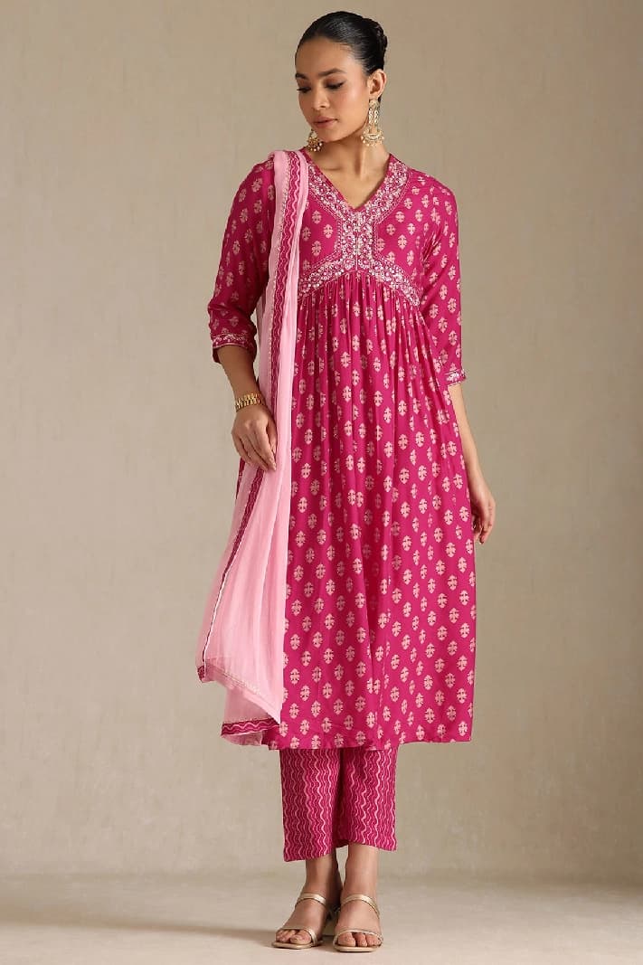 Women's Pink Festive Kurta Set