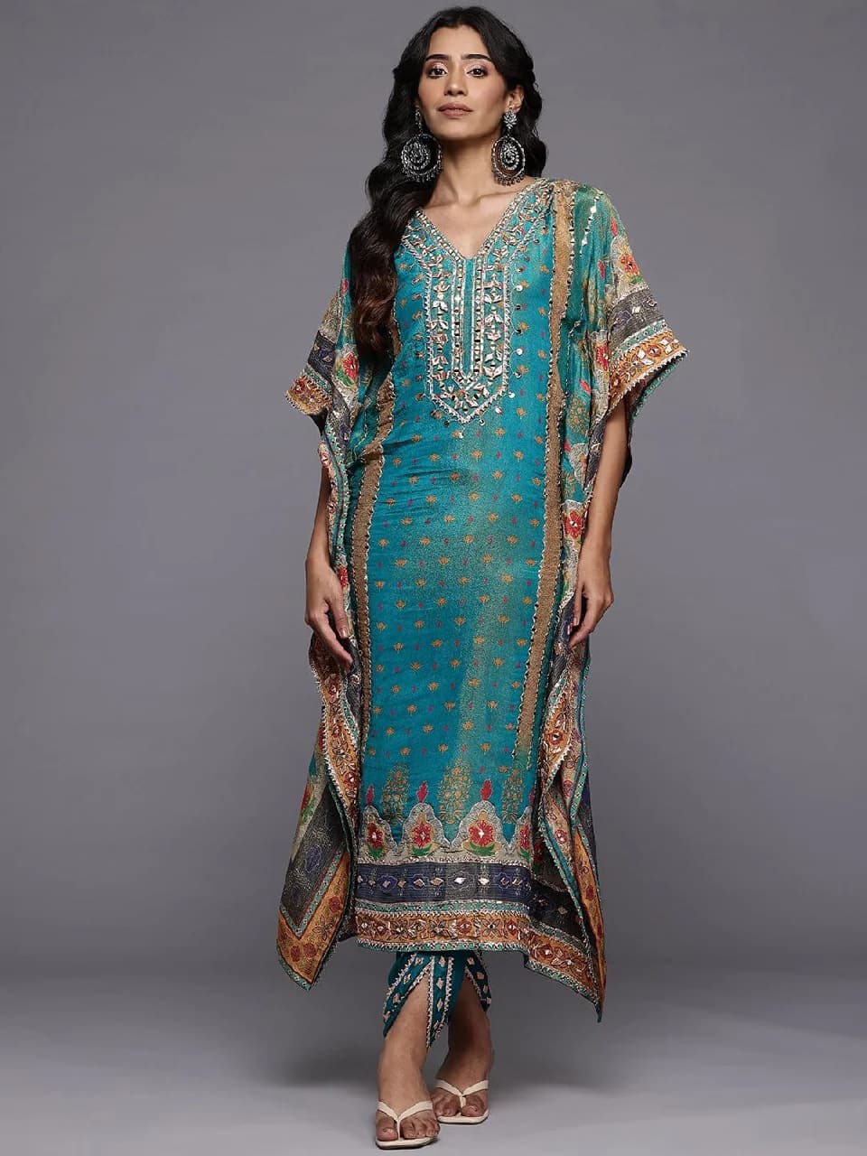 Women's Blue Festive Printed Kurta Set
