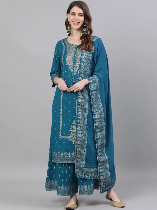 Women's Blue Casual Kurta Set