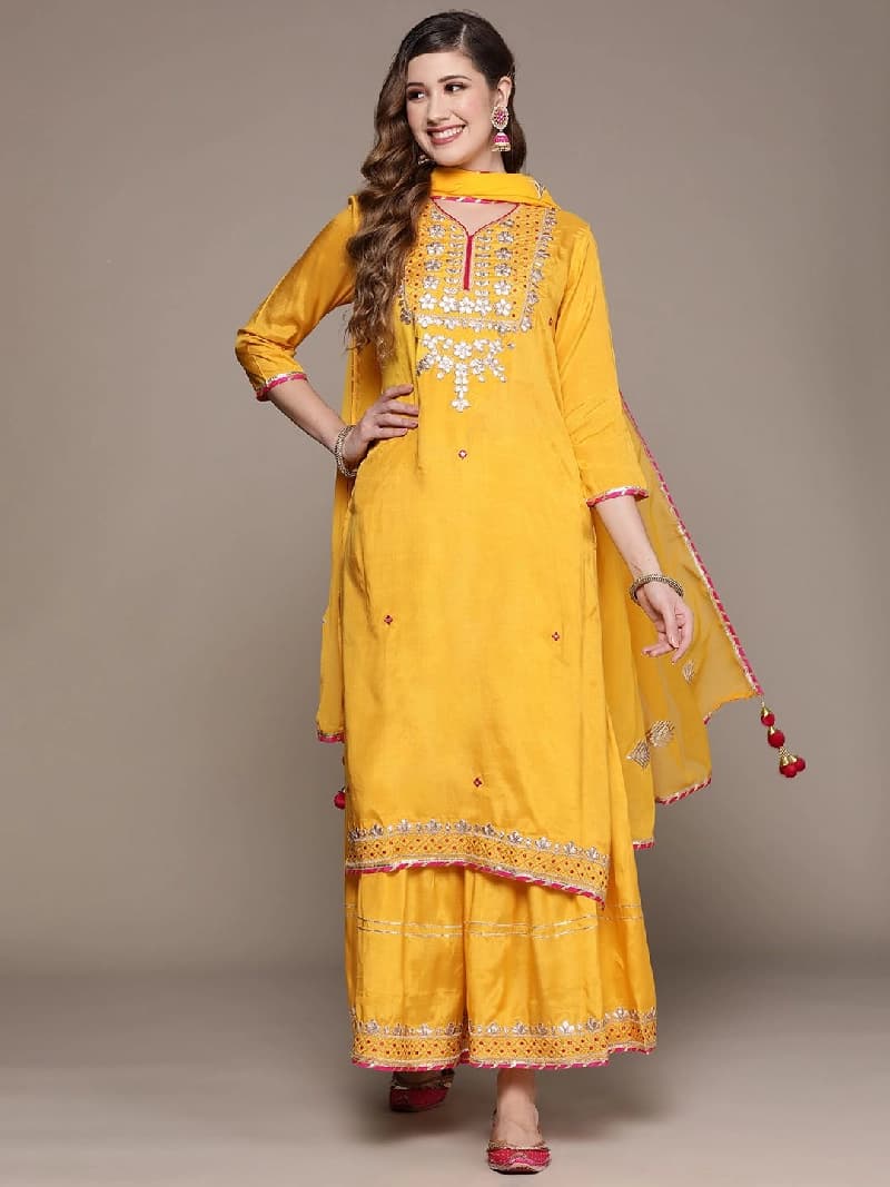 Women's Yellow Casual Kurta Set