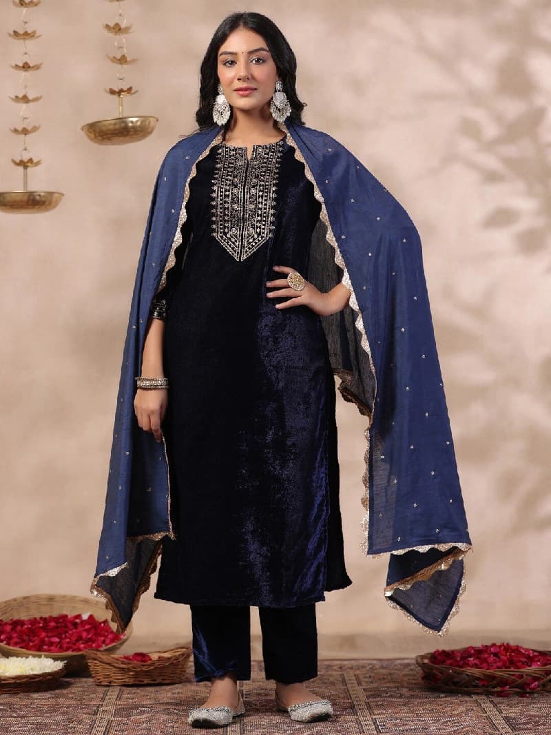 Women's Blue Casual Kurta Set