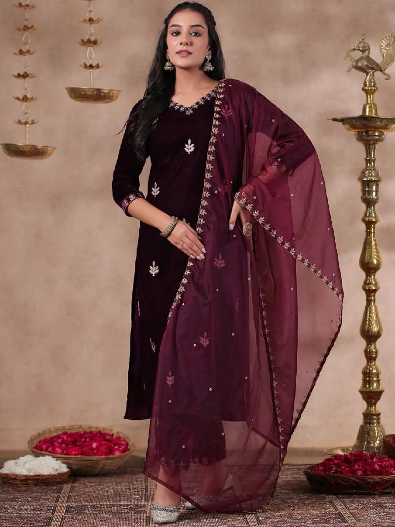Women's Purple Casual Kurta Set