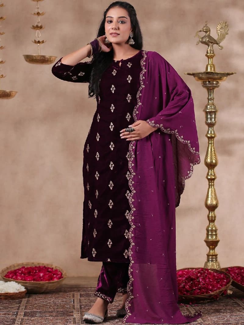 Women's Purple Casual Kurta Set