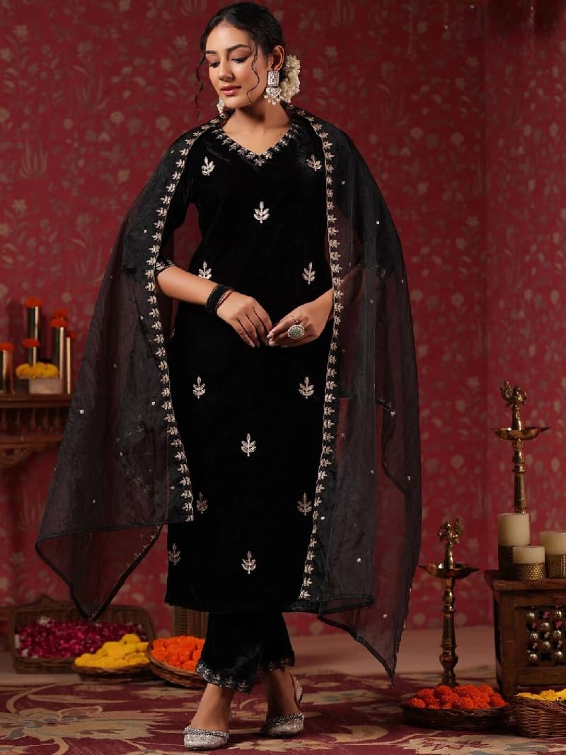 Women's Black Casual Kurta Set