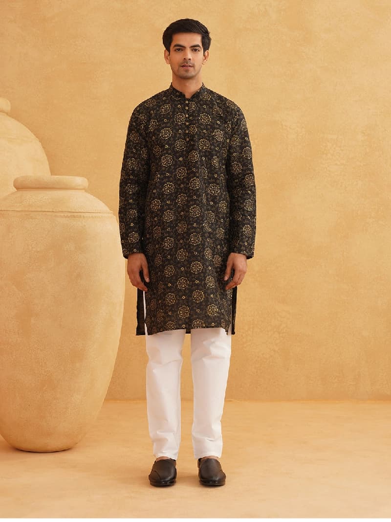 Men's Black Festive Kurta Set