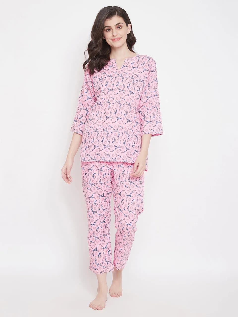Women's Purple Casual Printed Night Suit