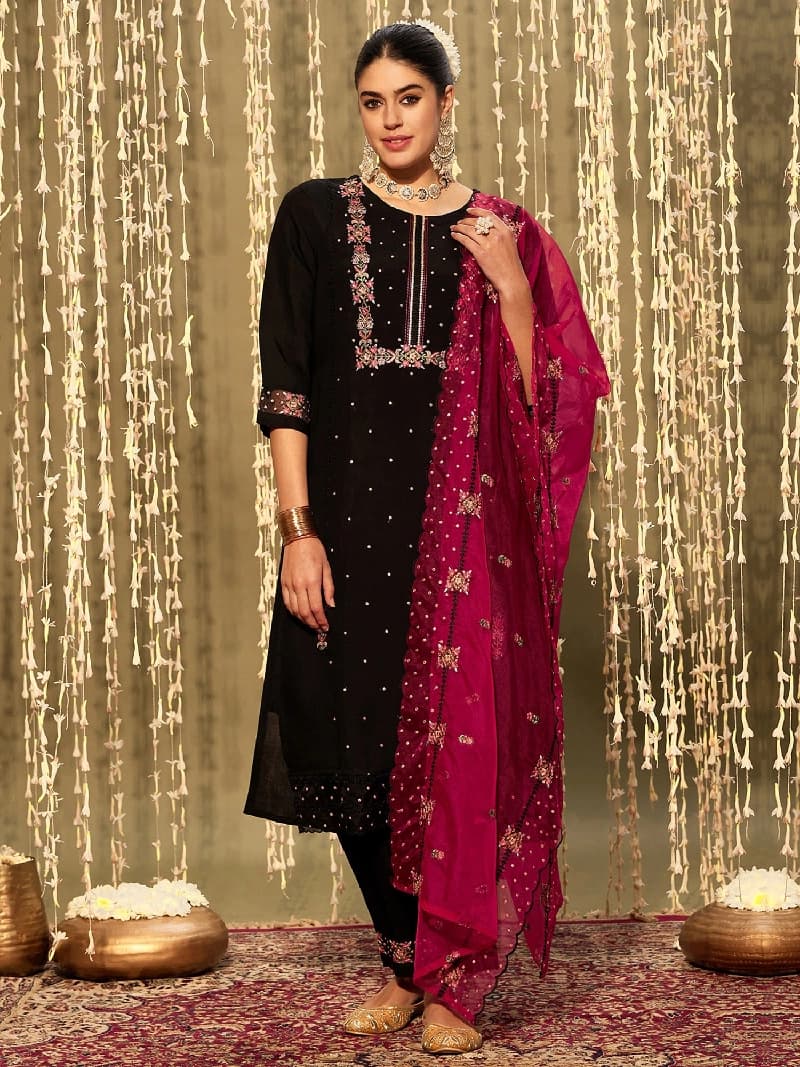 Women's Black Festive Kurta Set