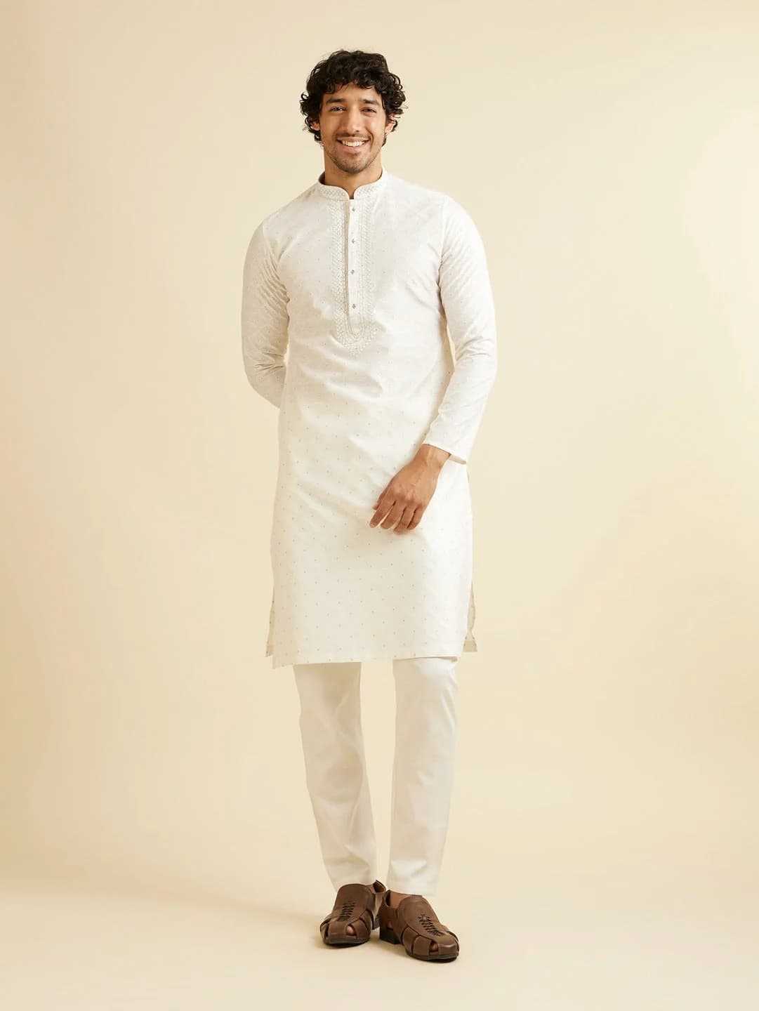 Men's White Festive Kurta Set