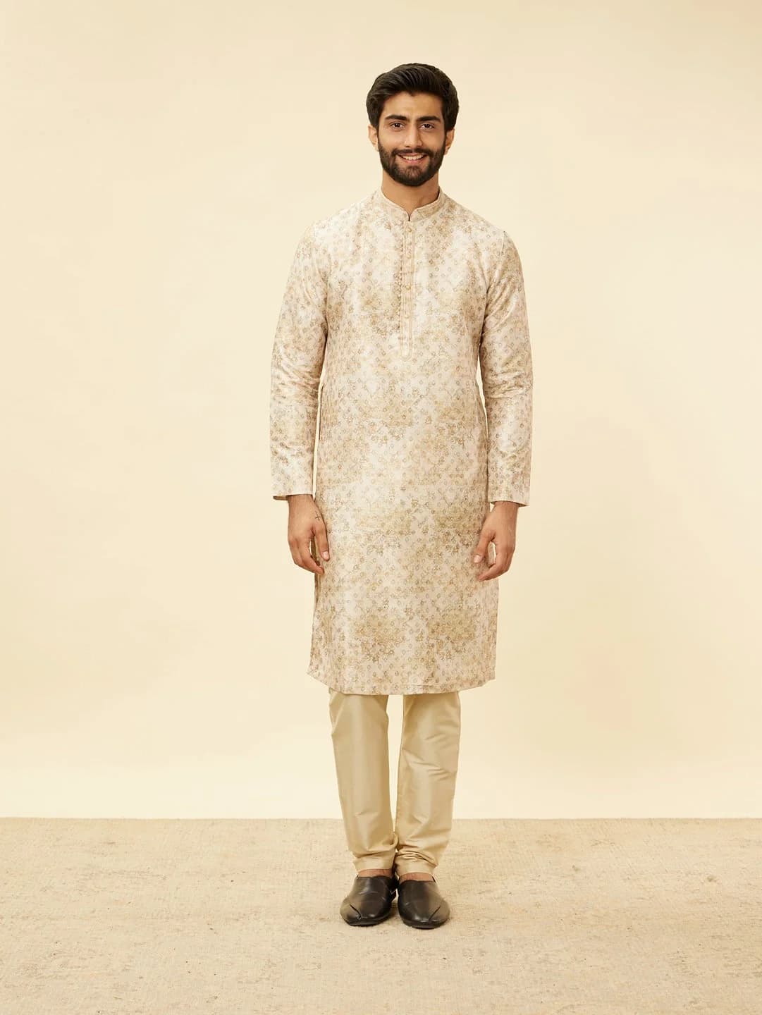 Men's Beige Festive Kurta Set