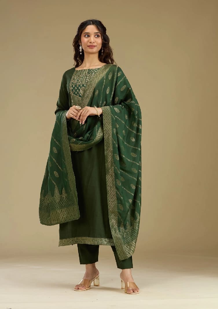Women's Green Festive Kurta Set