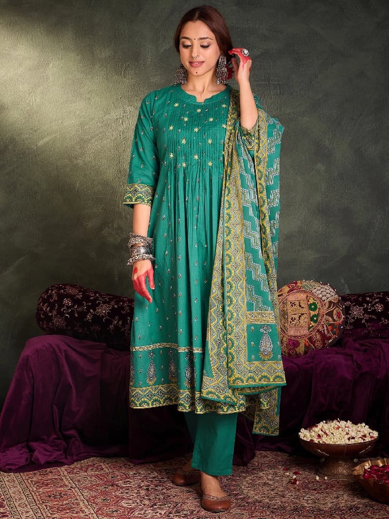 Women's Green Casual Kurta Set