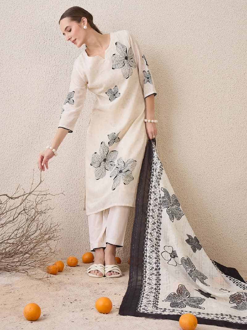 Women's White Festive Kurta Set