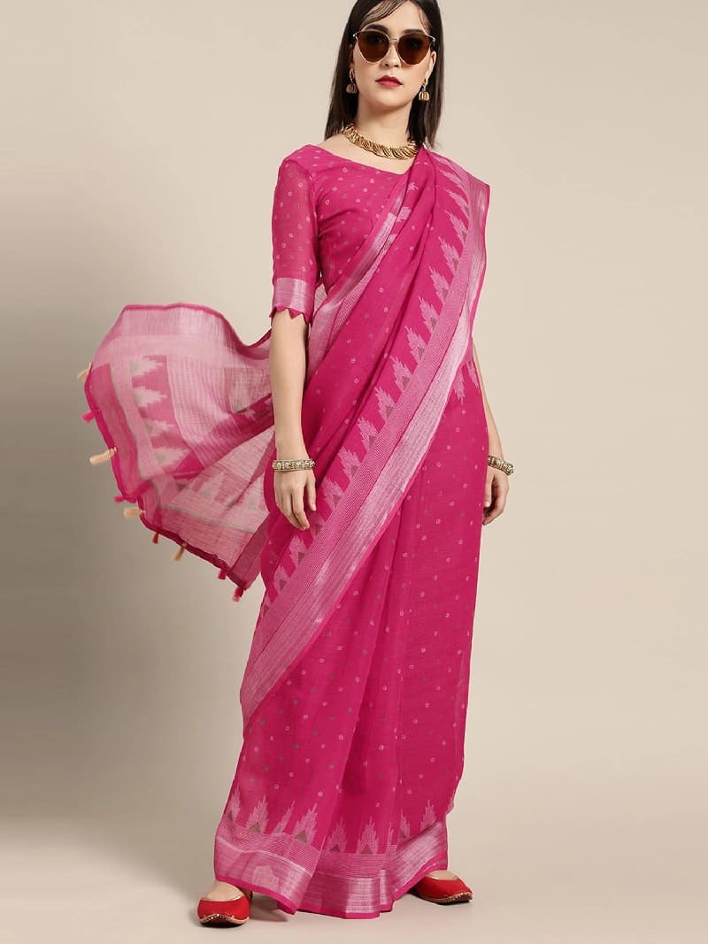 Women's Pink Festive Printed Saree