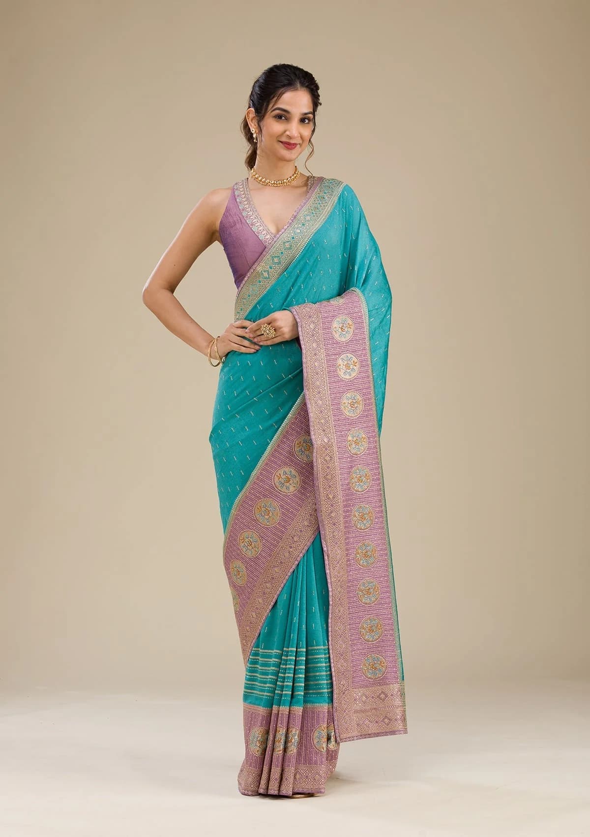 Women's Purple Festive Regular Fit Saree