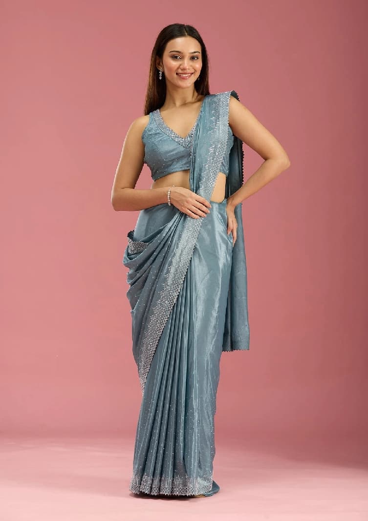 Women's Green Party Regular Fit Saree