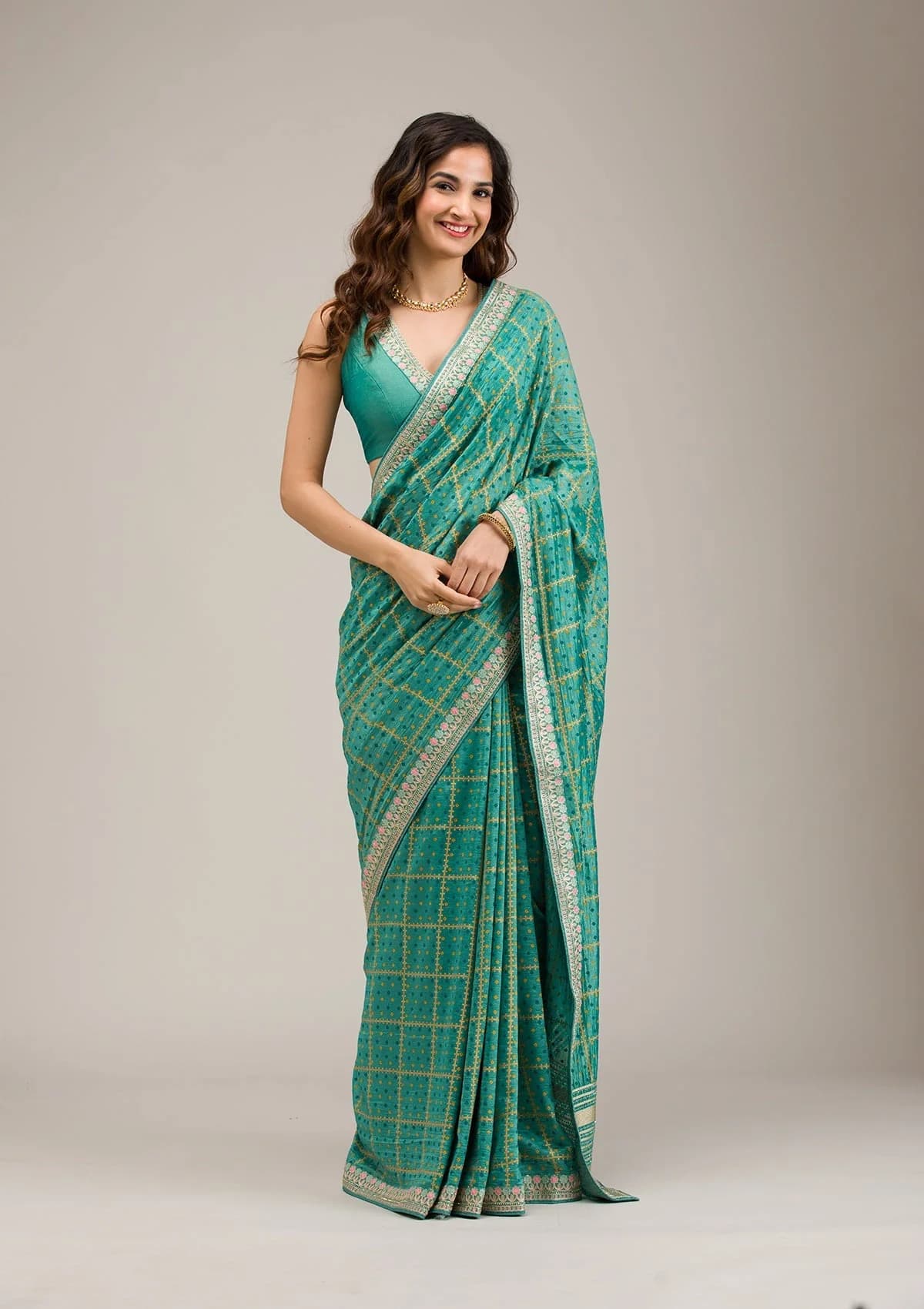 Women's Blue Party Regular Fit Saree