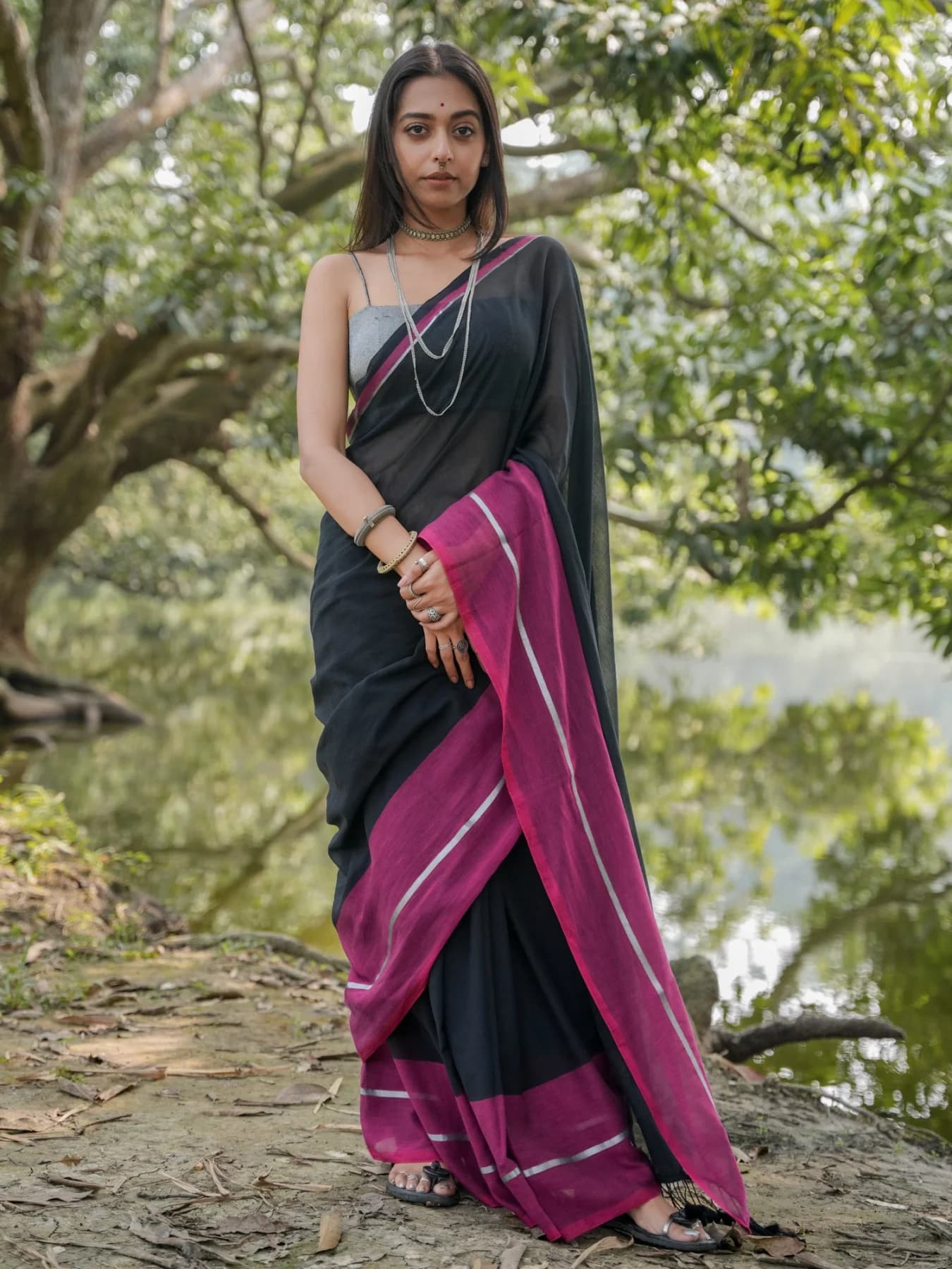 Women's Black Casual Saree