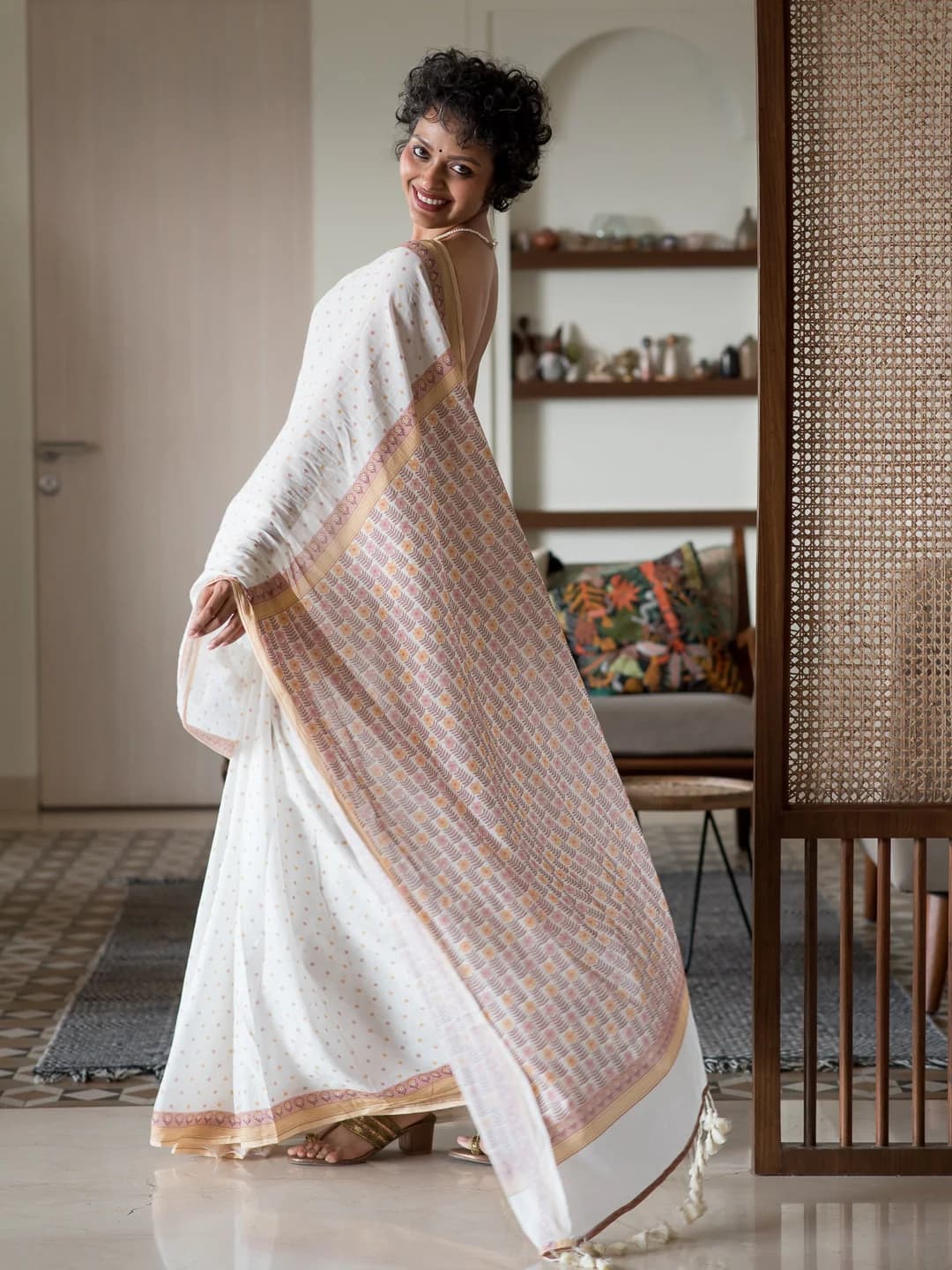 Women's White Casual Saree