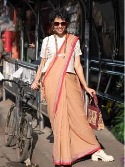 Women's Beige Casual Saree