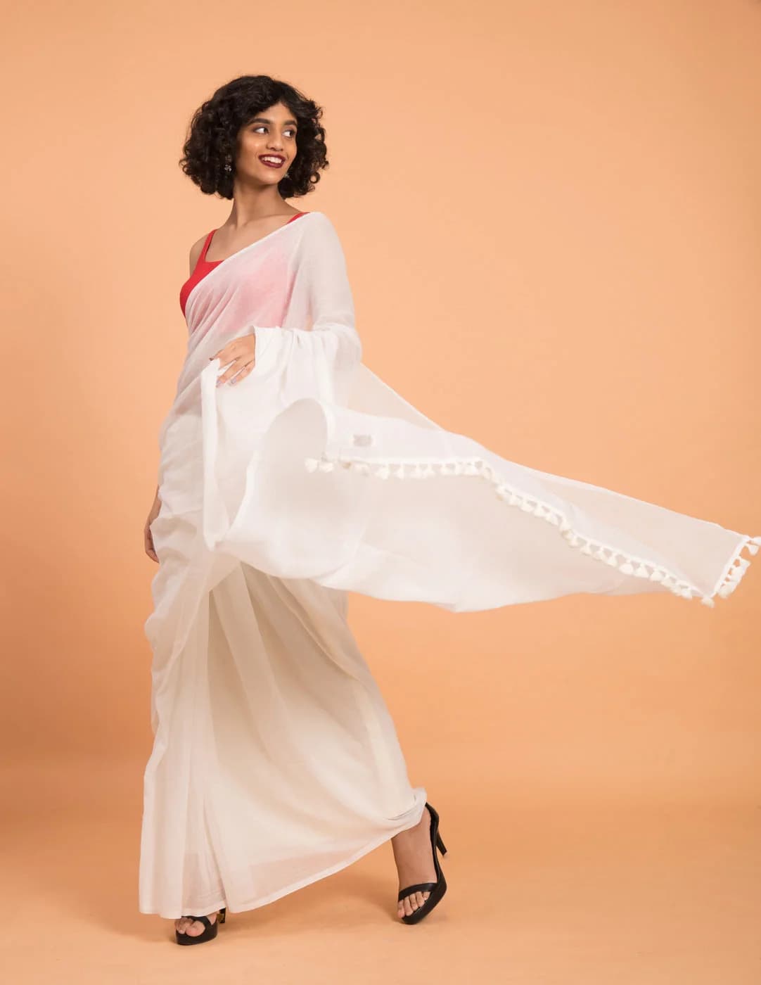 Women's White Festive Saree