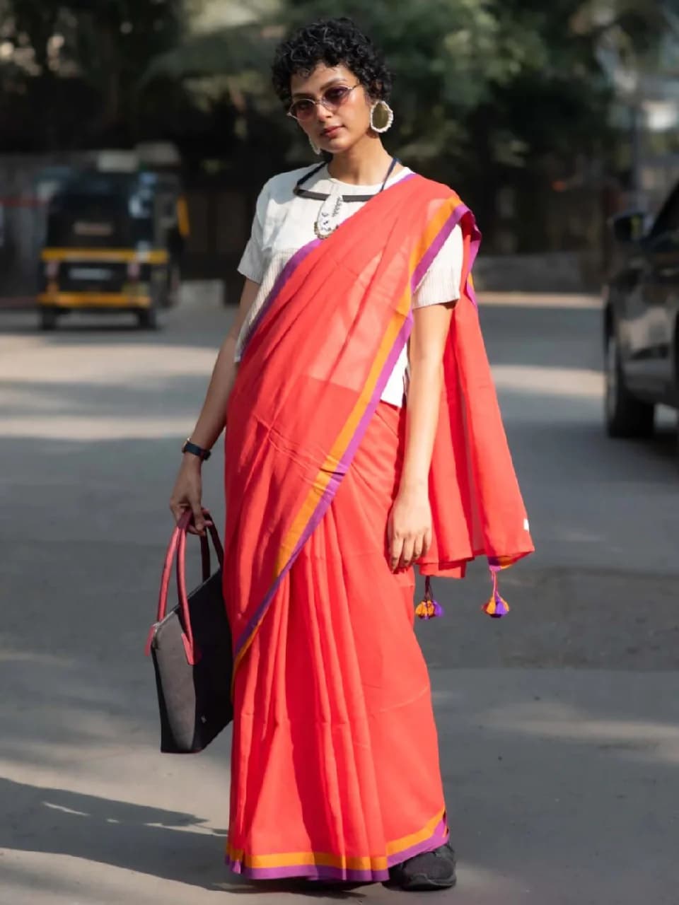 Women's Orange Casual Saree