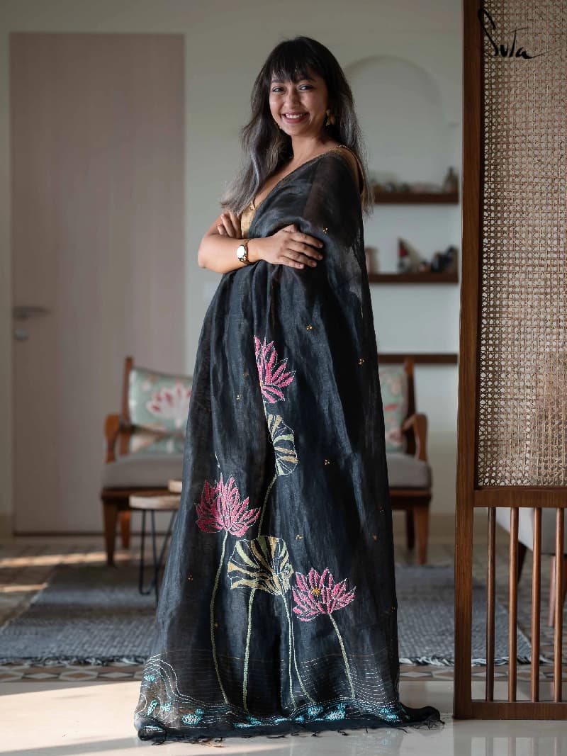 Women's Black Casual Saree