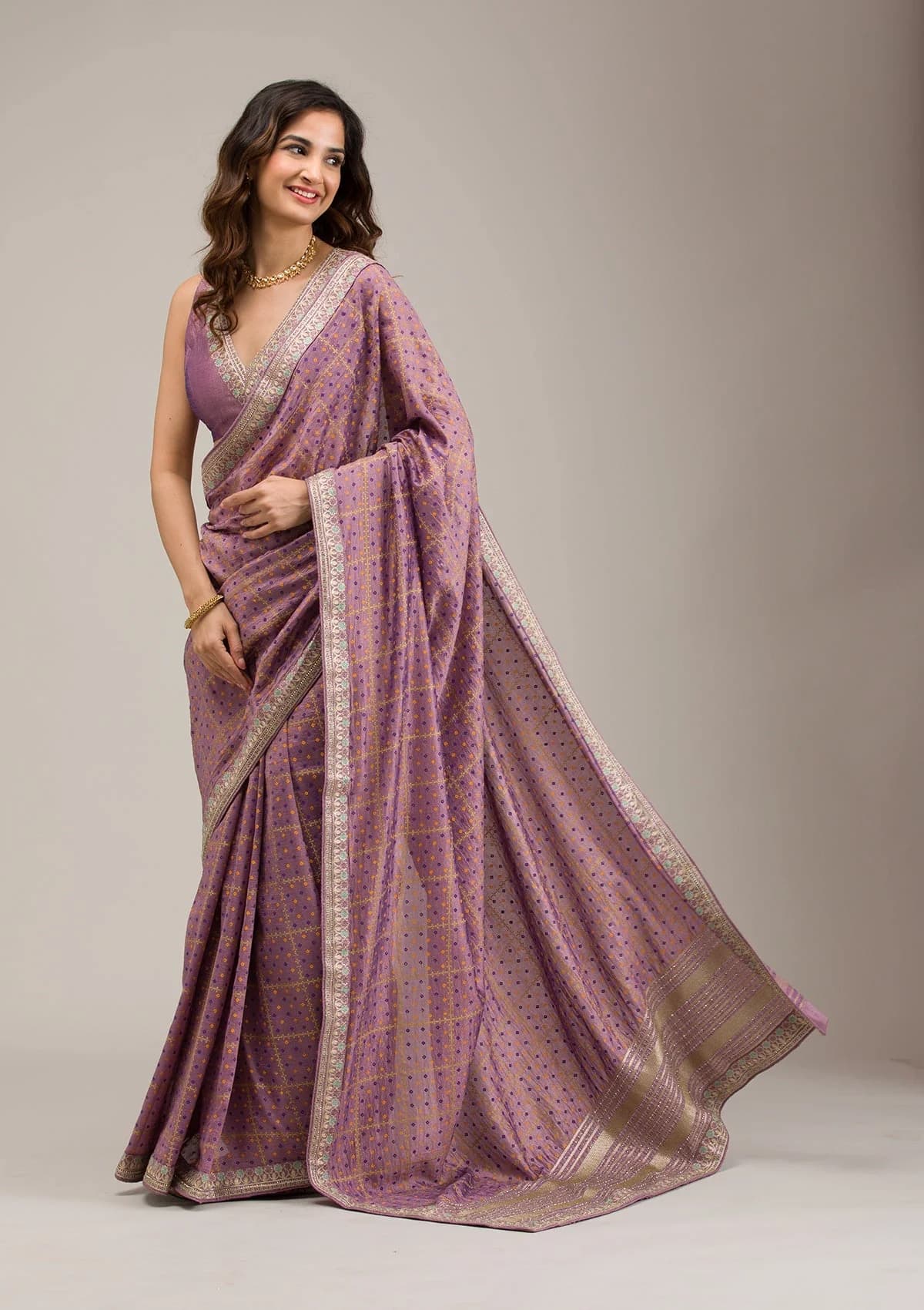 Women's Purple Festive Regular Fit Saree