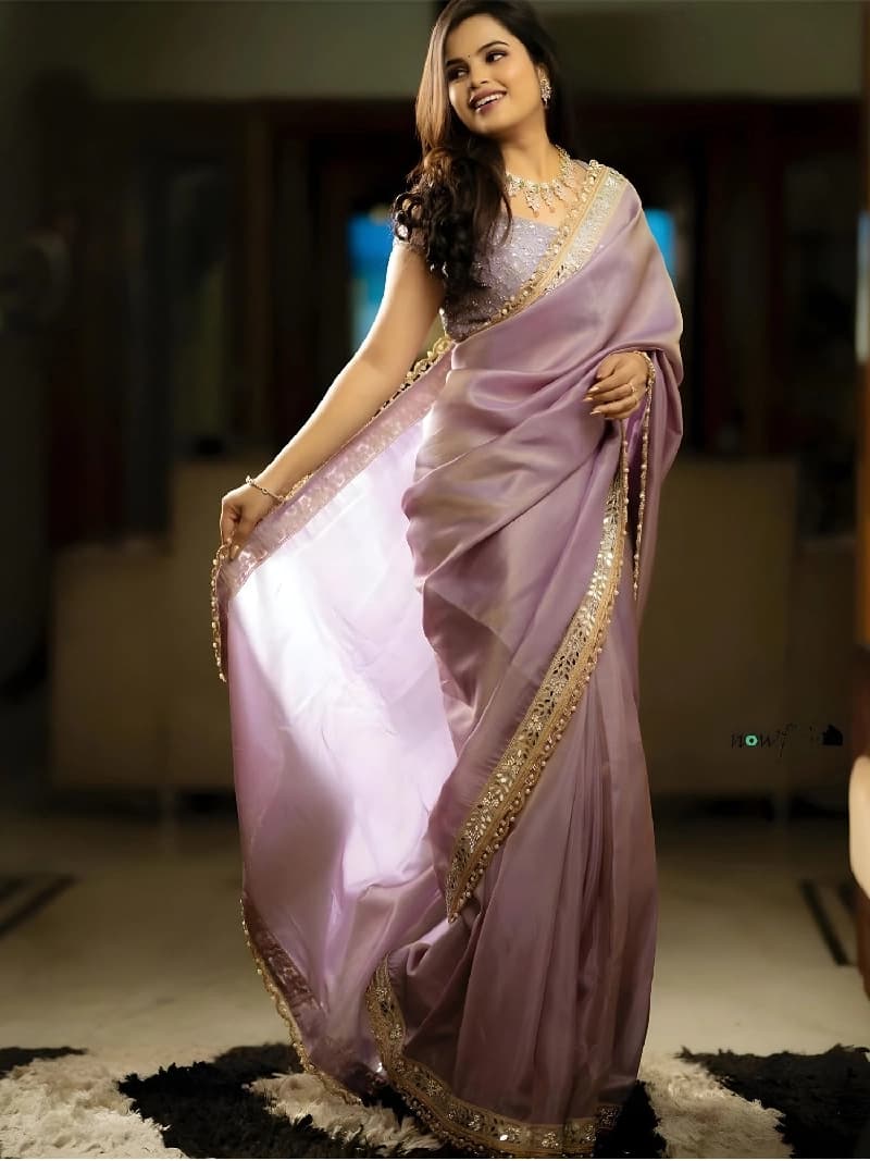 Women's Pink Party Regular Fit Saree