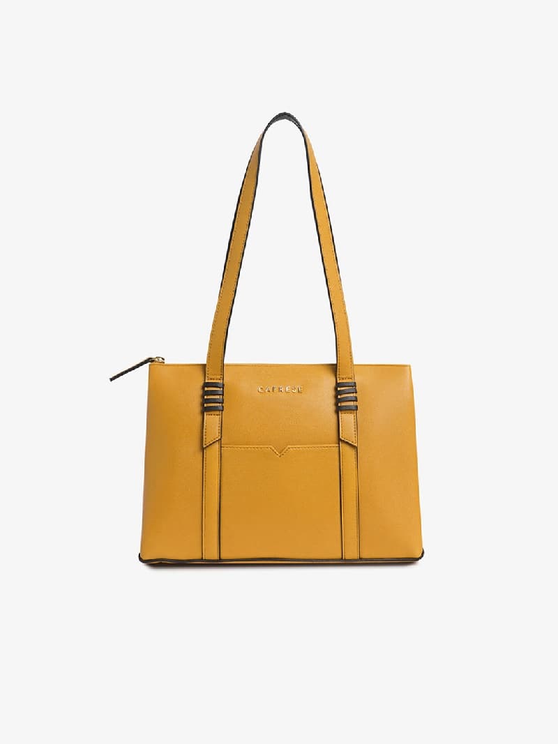 Women's Yellow Faux Leather Tote Bag 8L