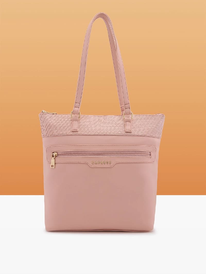 Women's Pink Faux Leather Tote Bag 14L