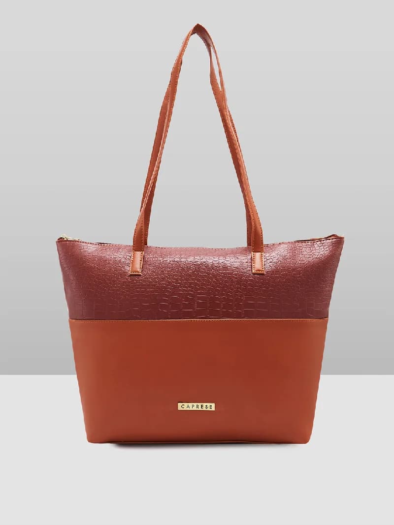 Women's Brown Faux Leather Tote Bag 16L