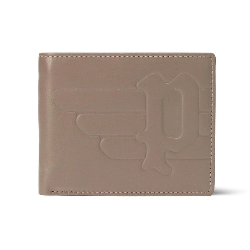 Men's Beige Leather Two Fold Wallet