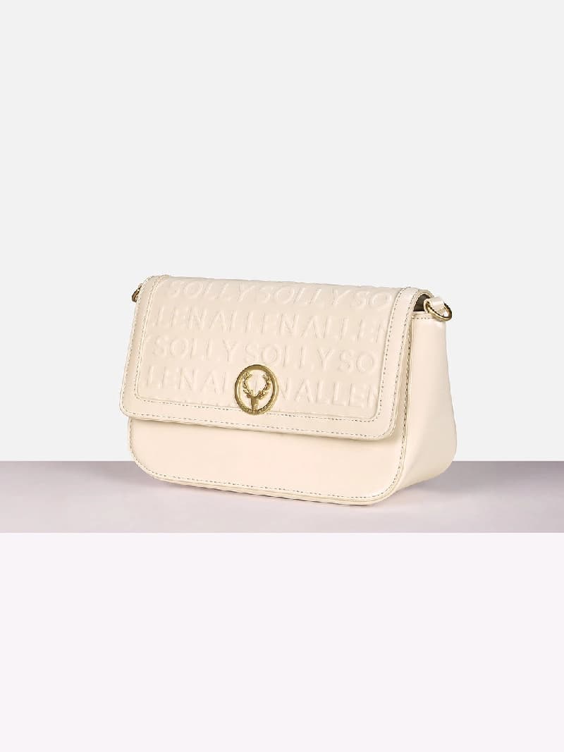 Women's White Textured Sling Bag