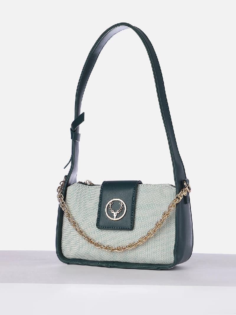 Women's Green Textured Sling Bag