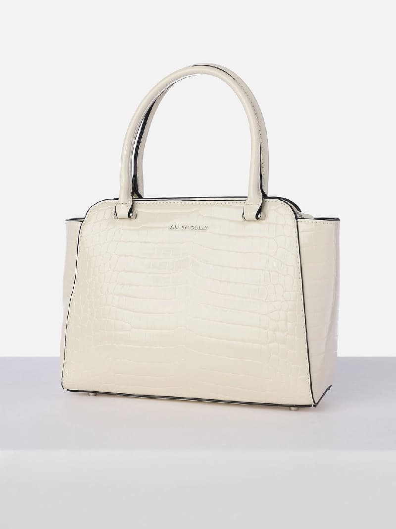 Women's White Textured Satchel
