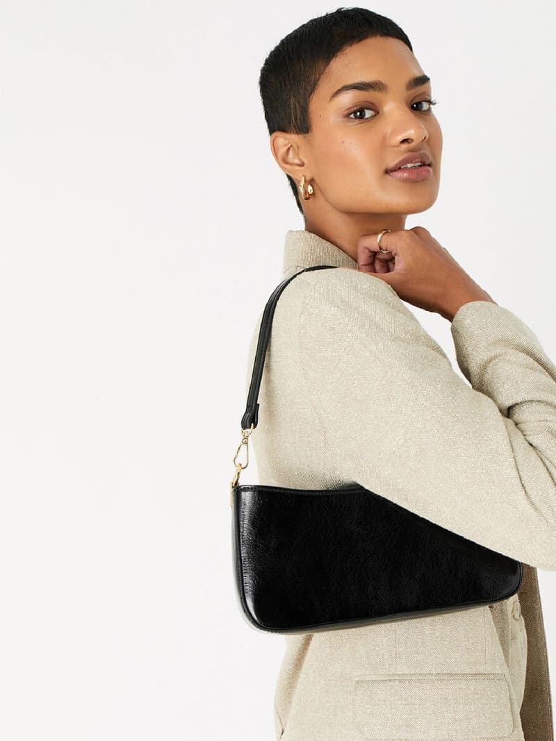 Women's Black Casual Solid Shoulder Bag