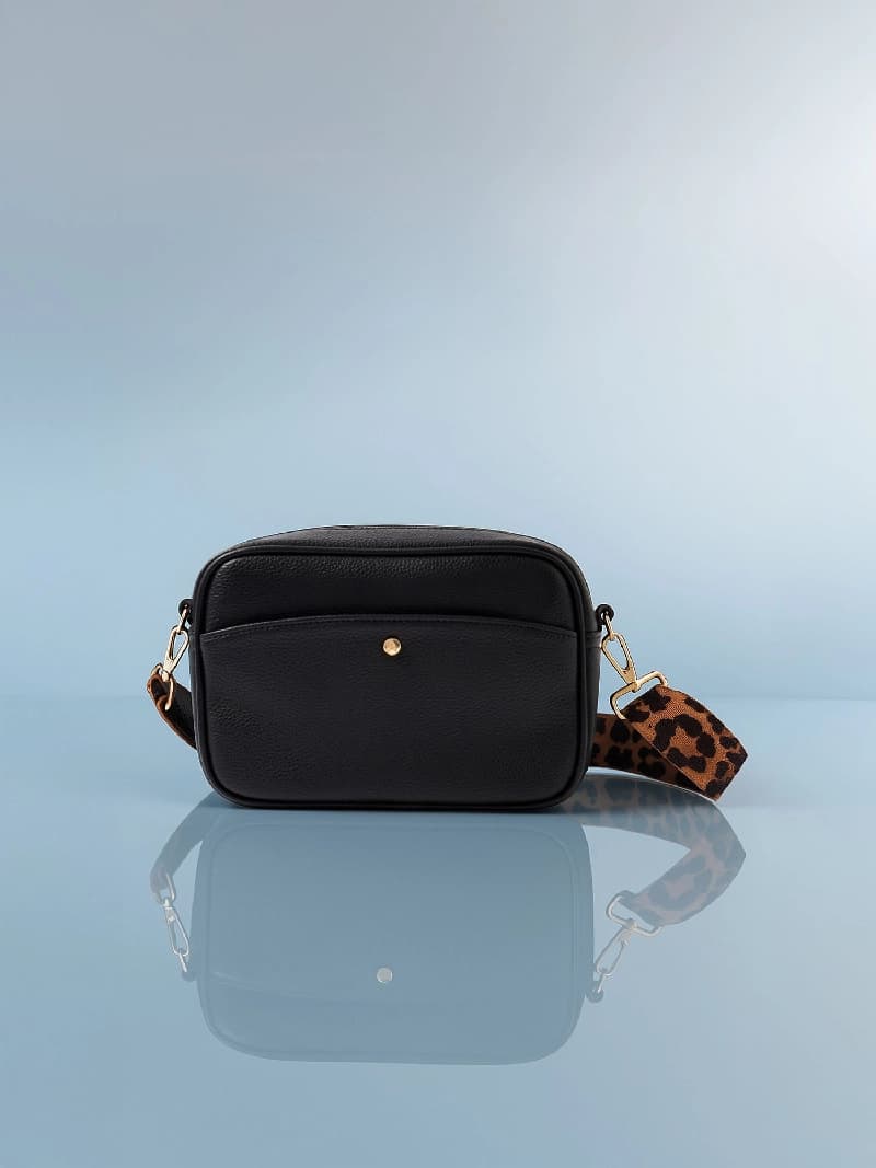 Women's Black Casual Textured Sling Bag