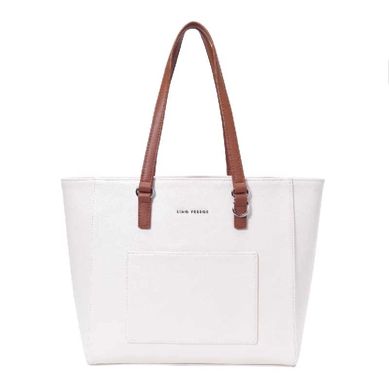 Women's White Casual Solid Tote Bag