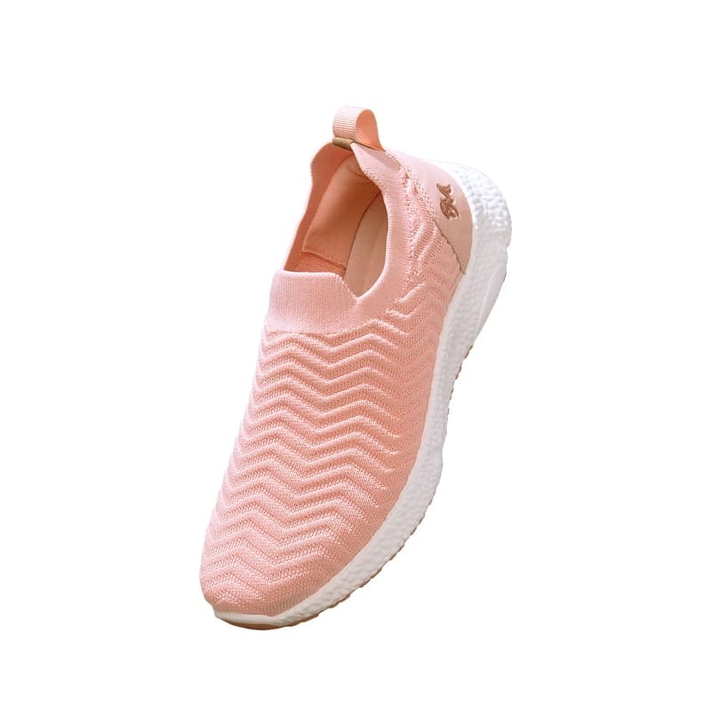 Women's Pink and White Flow Weave Slip On Sneakers