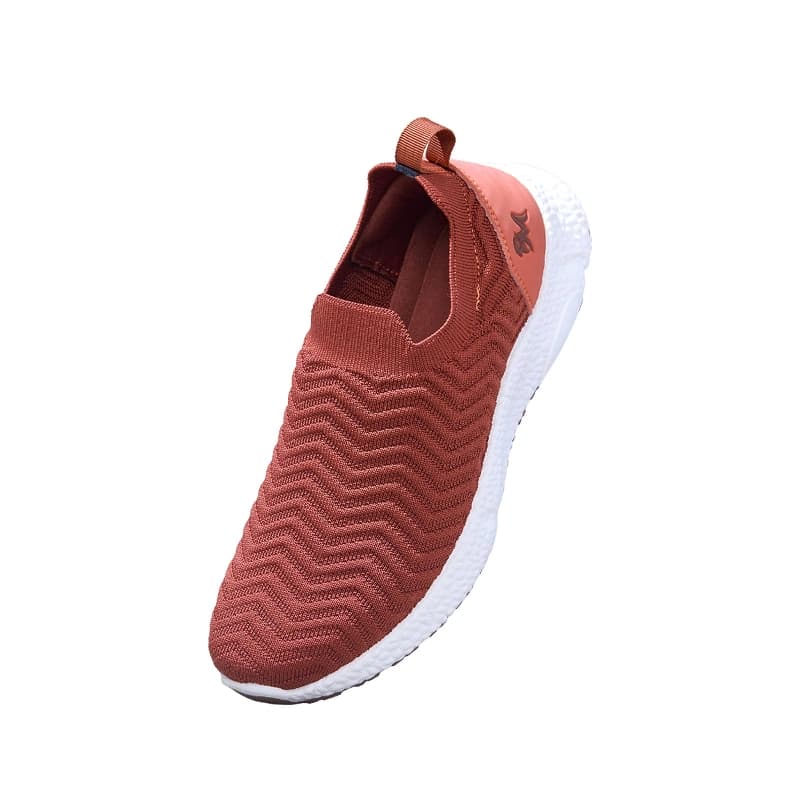 Women's Tan and White Flow Weave Slip On Sneakers