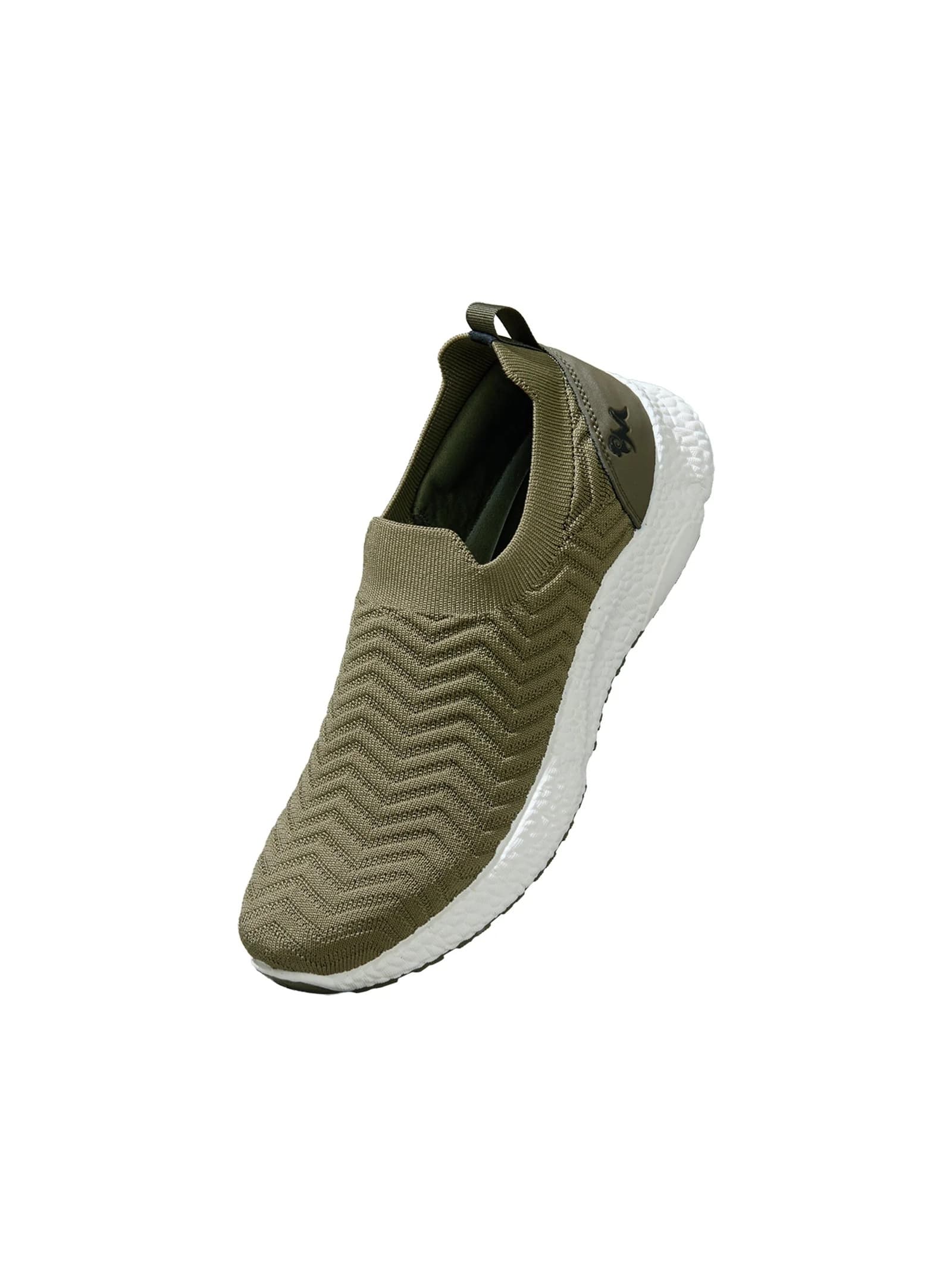 Men's Green and White Flex Weave Slip On Casual Shoes