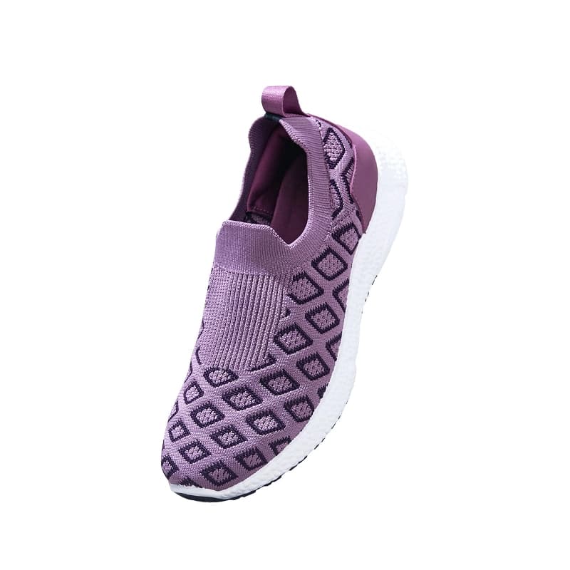 Women's Berry and White Crystal Knit Slip On Sneakers