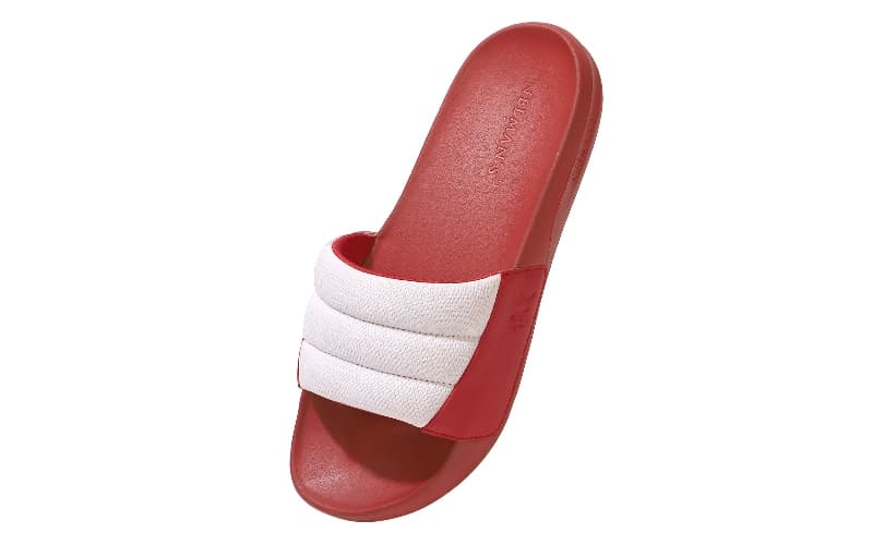 Women's White and Red Squooshy Slides