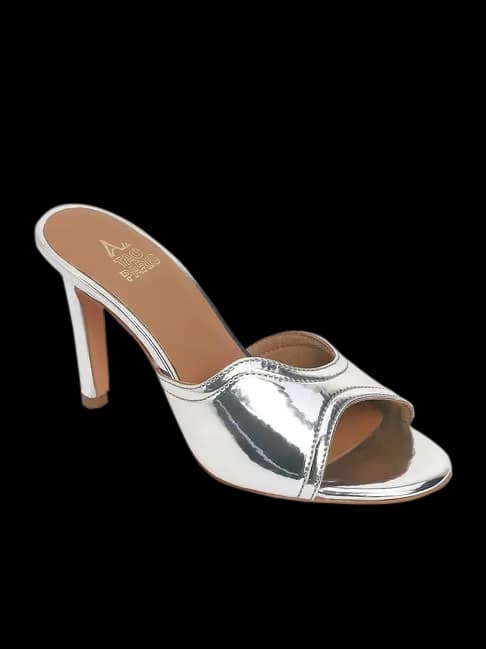Women's Silver Casual PU Slip-Ons Sandals