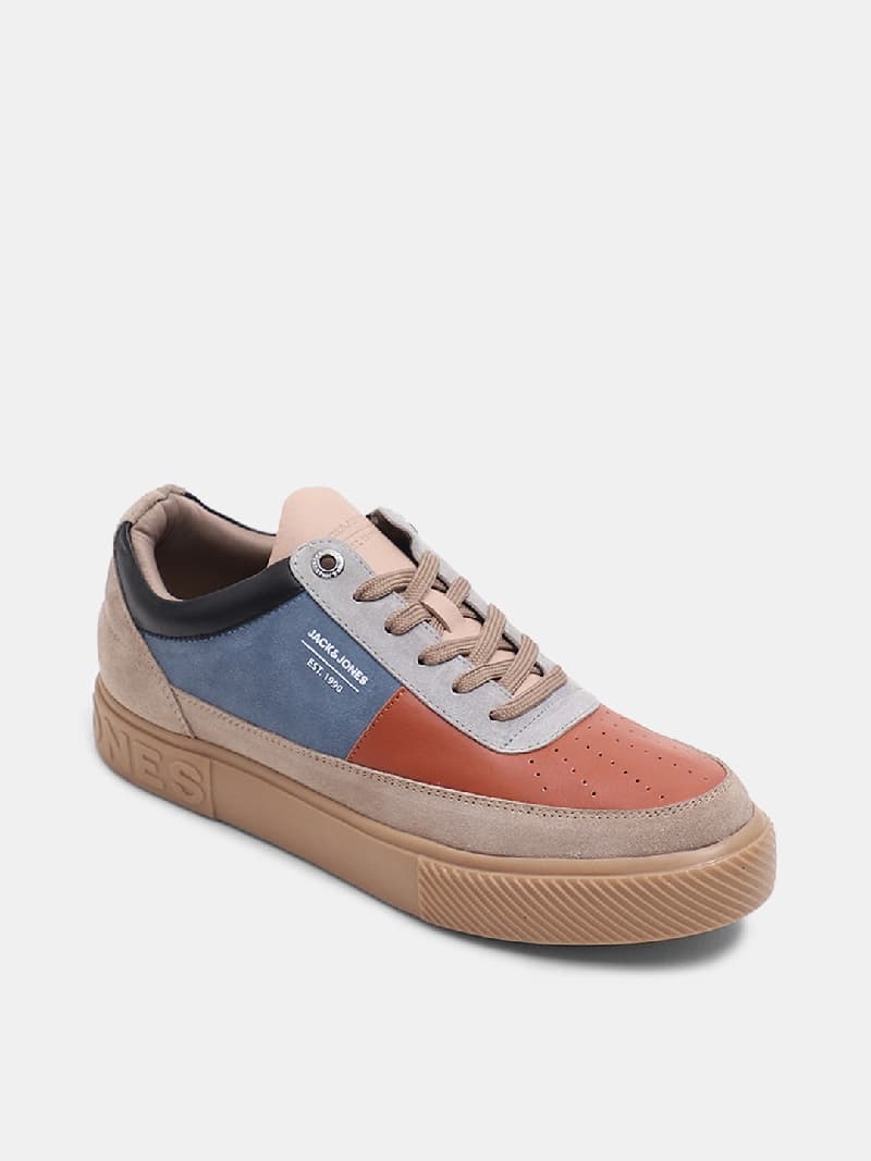 Men's Beige Casual Colourblocked Sneakers